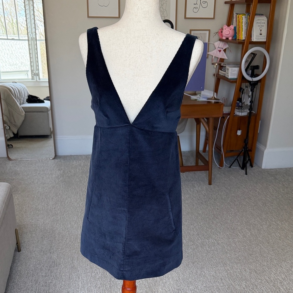 NWOT Zara Navy Deep V Mini Dress